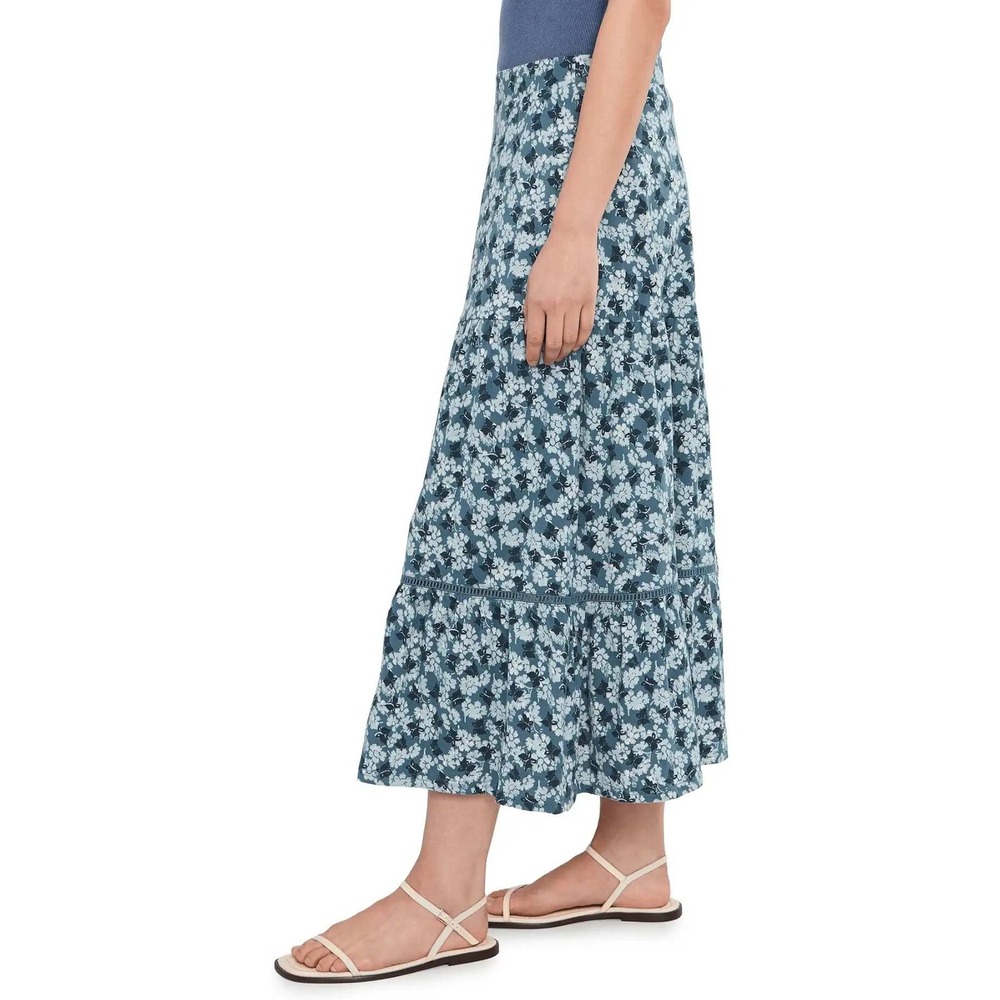 Toad&Co Marigold Tiered Midi Skirt Pacific Blue Print Size Medium New With Tags - Picture 3 of 8